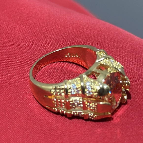 Mens Solitaire Champagne Cz Yellow Gold Plated Wedding Rings Gift Ring size 8/9 - Picture 11 of 17